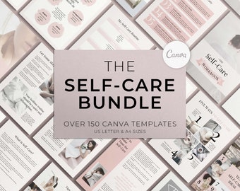 Self Care Canva Template Bundle, Self-Care Templates, Self Care Journal, Self Care Workbook, Self Care Worksheets, Self Care Trackers, Canva