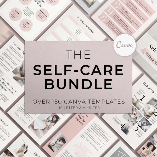 Self Care Canva Template Bundle, Self-Care Templates, Self Care Journal, Self Care Workbook, Self Care Worksheets, Self Care Trackers, Canva