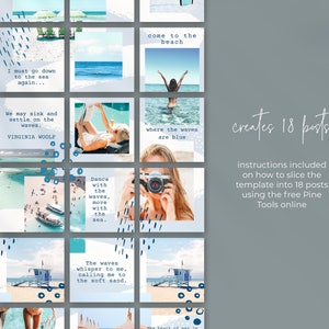 Blue Instagram Template, Instagram Puzzle Feed for Canva, Instagram ...