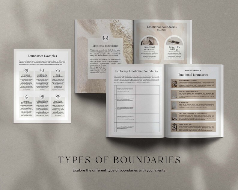 Healthy Boundaries Workbook, Boundary Setting Workbook, Boundaries Canva Template, Relationship Coaching Canva Template, Canva Coaching Tool