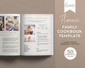 Family Cookbook Template: 50 Recipe Pages, Canva Ebook (Digital Download)