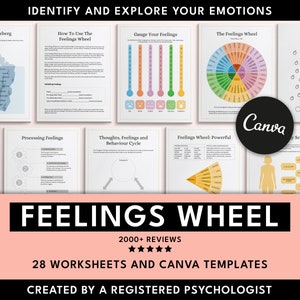 Feelings Wheel Canva Templates, Emotions Wheel, Feelings Wheel Worksheets, Mental Health Worksheet, Therapy Tools, Emotional Health Template