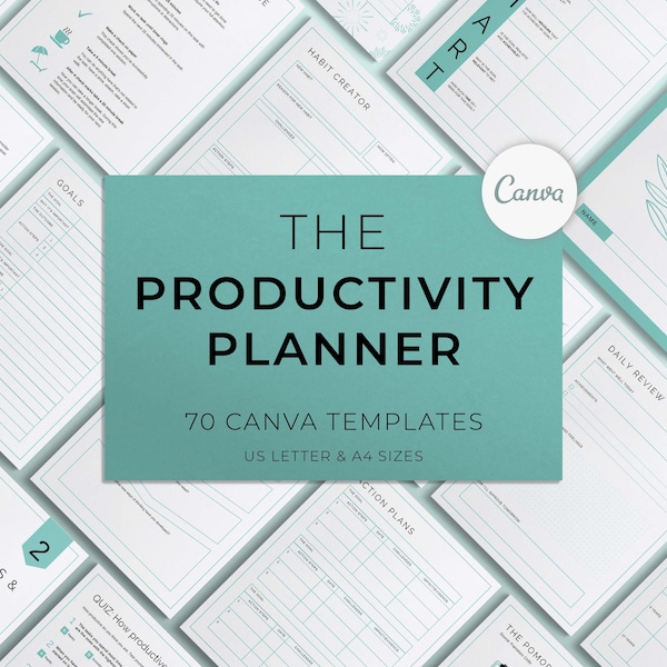 Productivity Planner Canva Templates, Planner Template, Vision Planner, Goal Planner, Daily Planner, Weekly Planner, Monthly Planner, Canva