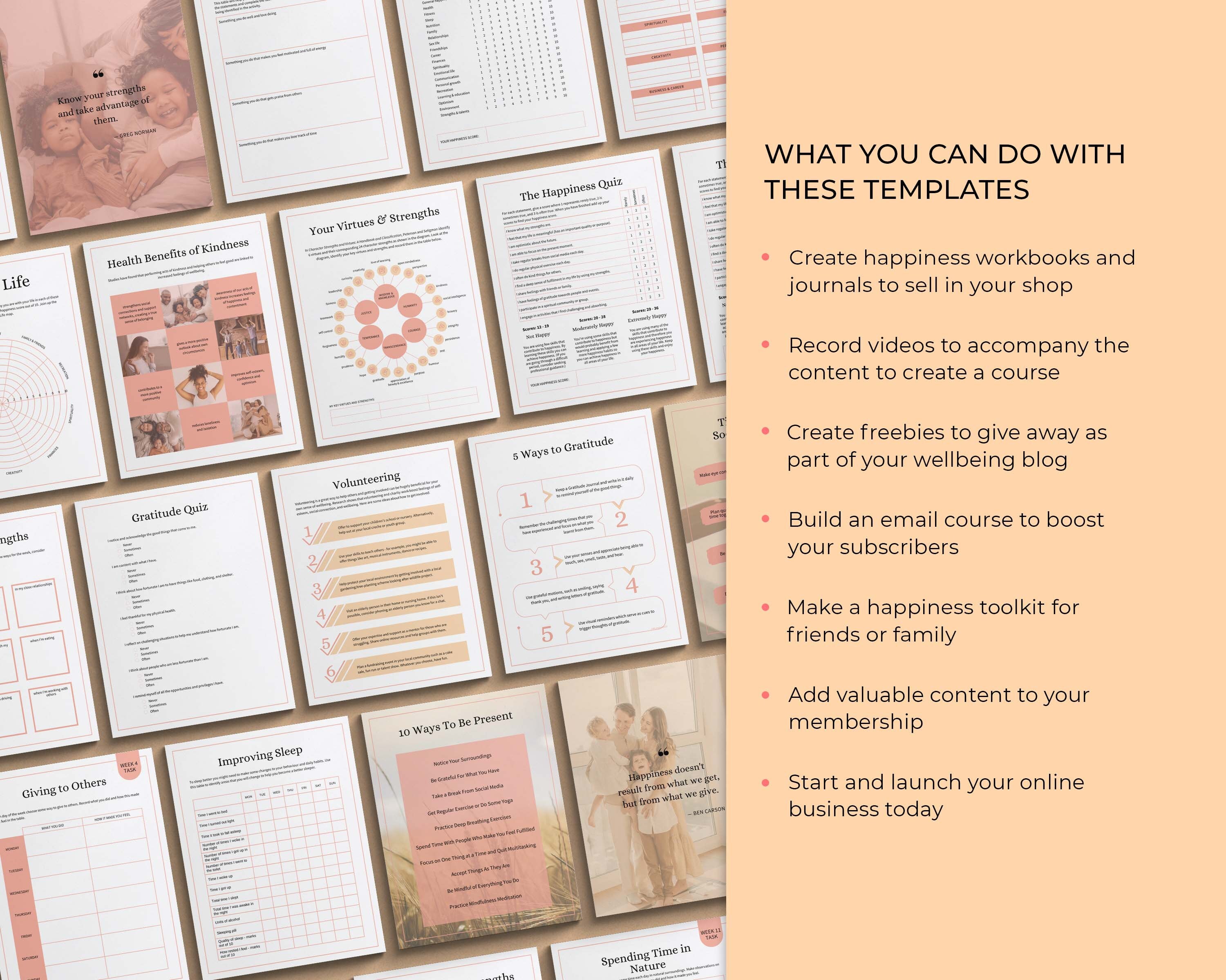 Happiness Workbook Canva Templates: Mental Health & Self Care (90 Pages ...