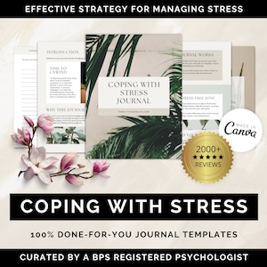 Coping With Stress Journal Canva Templates, Stress Relief Journal, Reducing Stress Journal Prompts, Coaching Tool, Stress Management