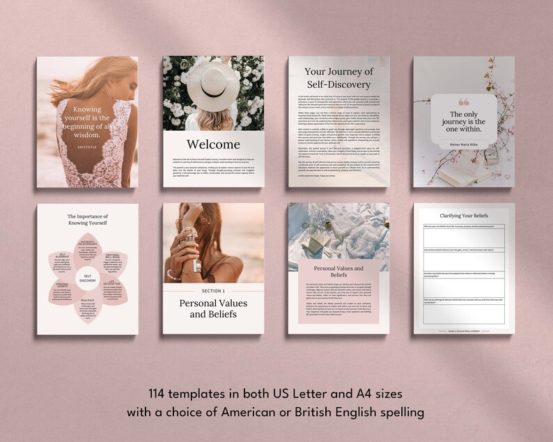 Self Discovery Journal Canva Templates, Get To Know Yourself Journal, Self-Care Journal, Self Discovery Workbook, Self-Love Journal Prompts