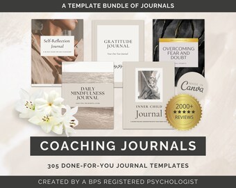 Life Coaching Journal Canva Template Bundle: Mindfulness, Gratitude (Digital Download)