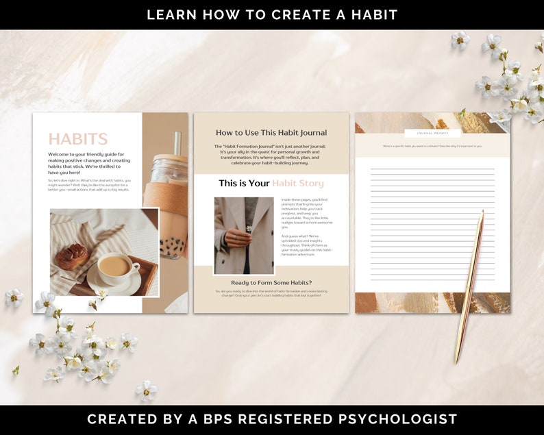Habit Journal, Habit Journaling, Habit Builder, Habit Workbook, Canva Template, Coaching Template, Coaching Tool, Habit Journal Prompts