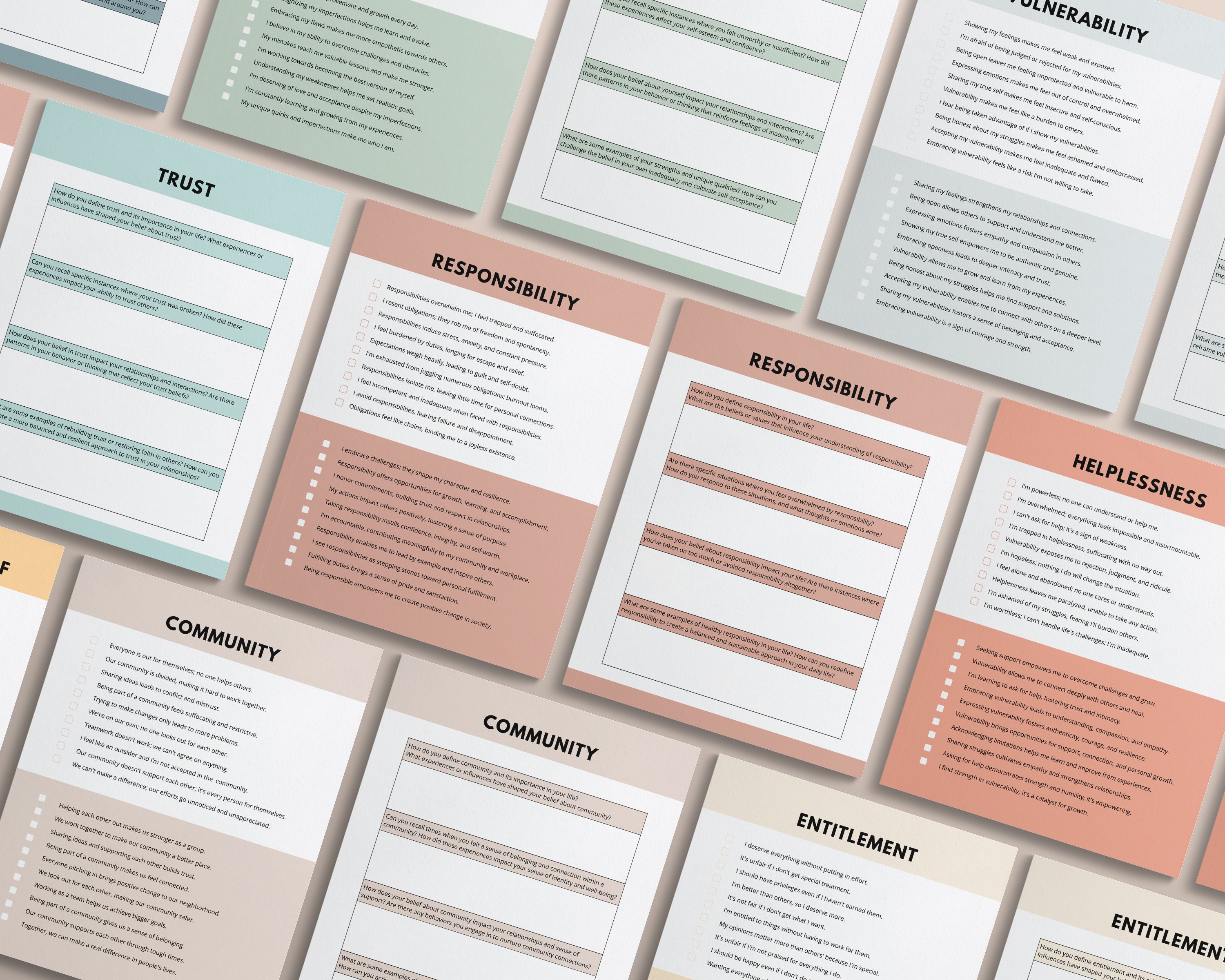 Core Beliefs Worksheets: Therapy CBT Canva Templates (PDF) - Etsy