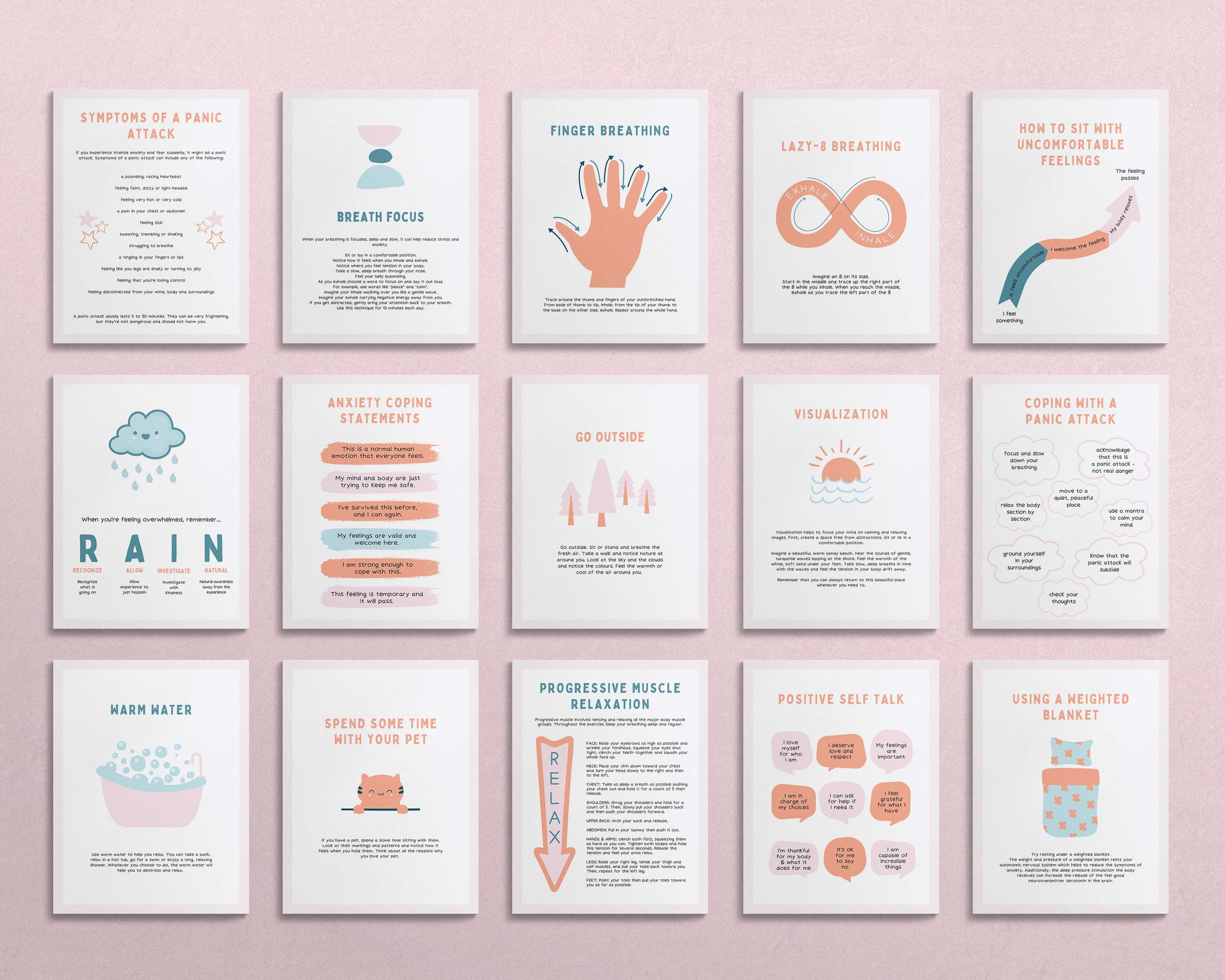 Anxiety Coping Skill Flashcard Canva Templates Anxiety Coping - Etsy