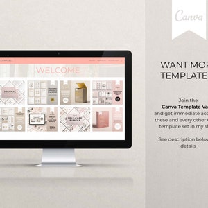 Canva template vault. Get all the Canva templates in my shop. Ebook templates, webinar templates, YouTube templates, Instagram templates, Facebook templates, Slide deck templates, sales landing page templates, gratitude journal templates, self care