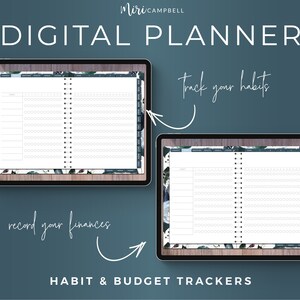 Digital planner for Goodnotes 5 on iPad. Undated planner for use with Goodnotes. Digital stickers. Undated digital planner. iPad planner, weekly planner, goal tracker, gratitude tracker, habit tracker, finance tracker, vision board, health tracker