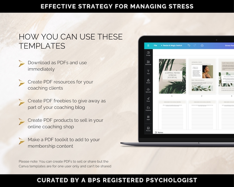 Coping With Stress Journal Canva Templates, Stress Relief Journal, Reducing Stress Journal Prompts, Coaching Tool, Stress Management