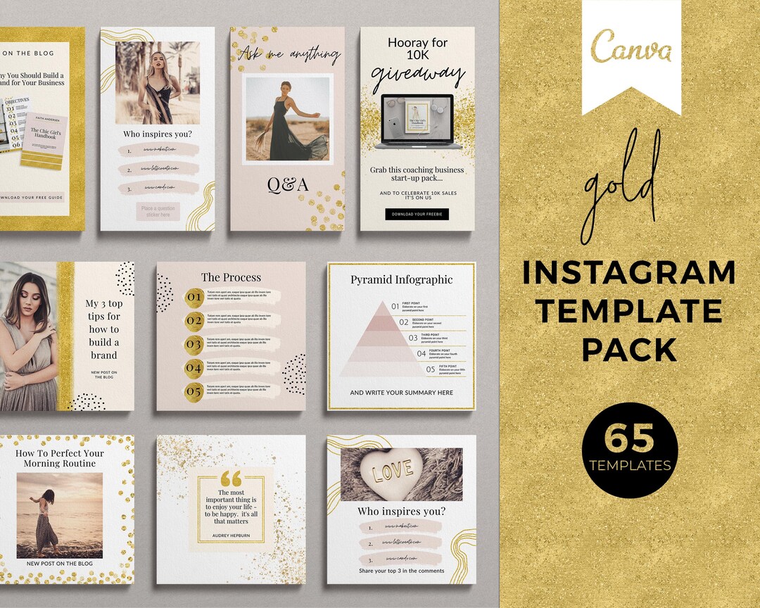 Gold Instagram Canva Template Set: Post & Story Templates - Etsy Australia