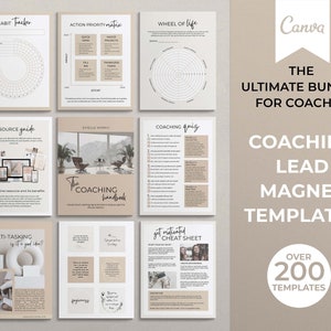 Canva Coaching Lead Magnet Templates, Life Coach, Business Coach, Coaching Ebook, Coaching Workbook, Coaching Templates, Coaching Worksheets