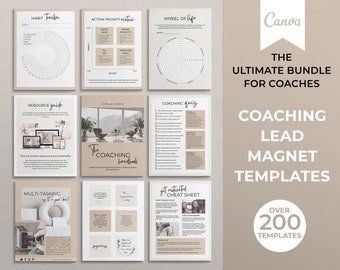 Canva Coaching Lead Magnet Templates, Life Coach, Business Coach, Coaching Ebook, Coaching Workbook, Coaching Templates, Coaching Worksheets