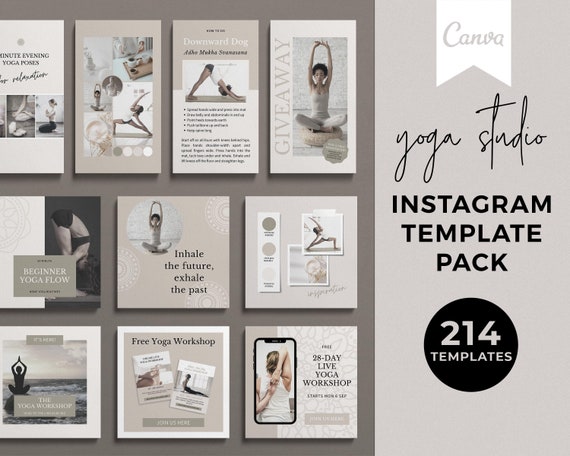 Yoga Instagram Templates for Canva: Wellness Blogger (Digital Download)