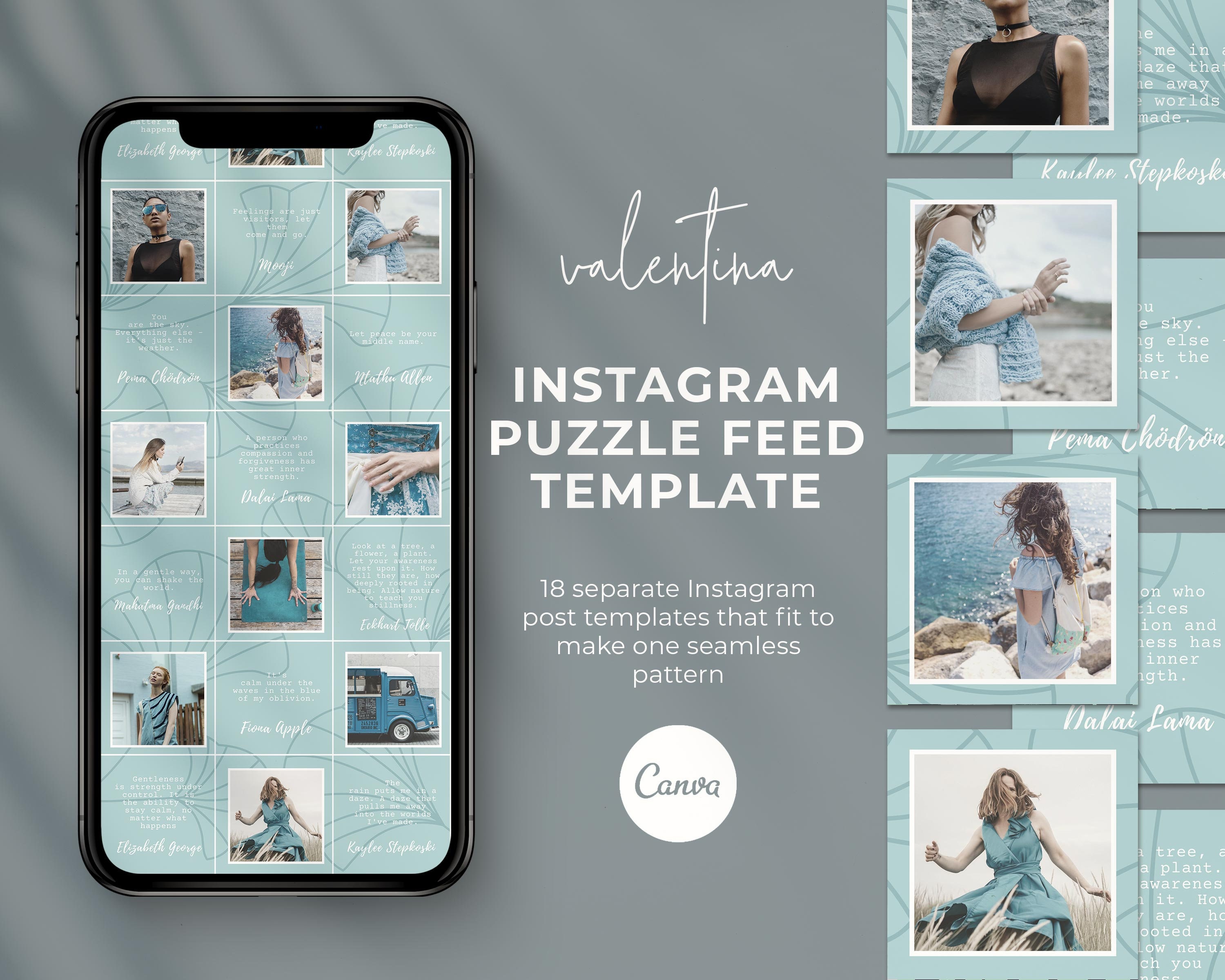 Blue Instagram Puzzle Grid Template Instagram Canva Template Etsy