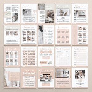 K&ouml;nnte beinhalten: Eine rosa und beige bedruckbare Arbeitsblattvorlage f&uuml;r einen digitalen Planer oder ein Tagebuch. Die Vorlage enth&auml;lt Abschnitte f&uuml;r einen Seitentitel, eine Fallstudie, einen Videoleitfaden, eine &Uuml;bersicht, eine Anleitung, eine Zusammenfassung, f&uuml;nf Schritte, eine Referenz, ein Toolkit, eine 30-Tage-Herausforderung, eine Infografik, einen Monatsplaner, einen Wochenplaner, eine Zeitleiste, einen Handlungsaufruf und einen Dank.
