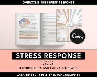 Stress Response Tool Canva Template, Fight, Flight, Freeze or Fawn Poster, Mental Health Tool, Therapy Worksheets, Therapy Workbooks