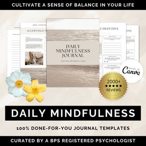 Mindfulness Journal Canva Templates, Daily Mindfulness Journal, Mindfulness Tool, Mindfulness Workbook, Mindfulness Practice, Coaching