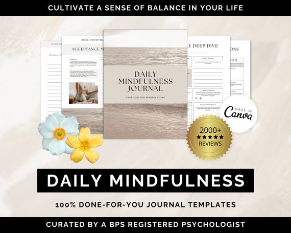 Daily Mindfulness Journal Canva Templates: Coaching Workbook (Digital Download)