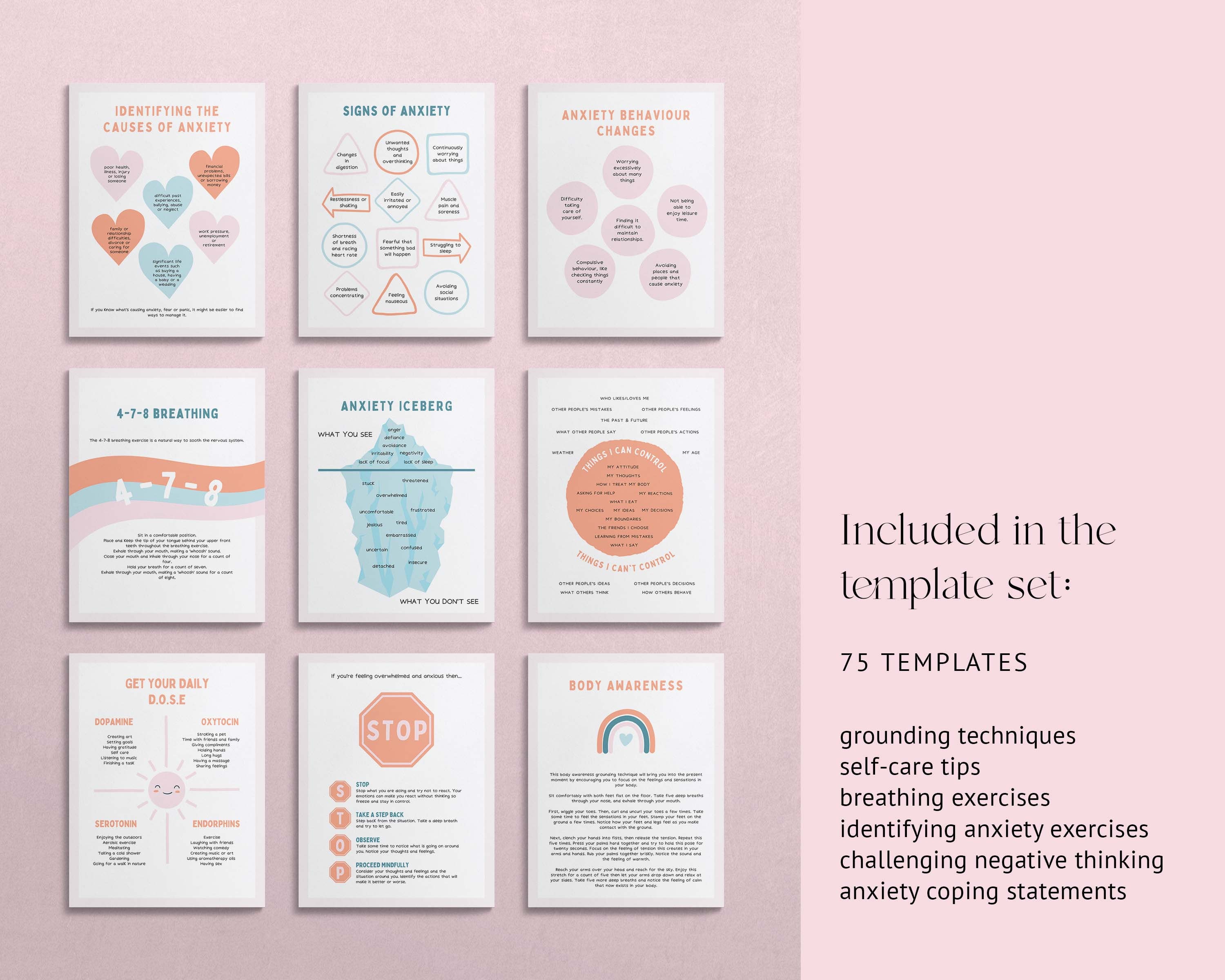 Anxiety Coping Skill Flashcards: Mental Health Canva Templates - Etsy