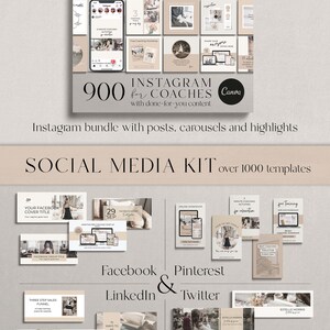 Coaching Business Start Up Toolkit Canva template bundle. All content written and done for you. Coaching business templates, social media templates, coach lead magnet templates, coach webinar templates, sales landing page templates, email templates