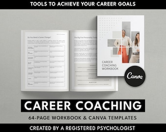 Career Coaching Workbook: 64-Page Canva Template (PDF)