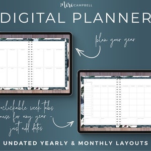 Digital planner for Goodnotes 5 on iPad. Undated planner for use with Goodnotes. Digital stickers. Undated digital planner. iPad planner, weekly planner, goal tracker, gratitude tracker, habit tracker, finance tracker, vision board, health tracker