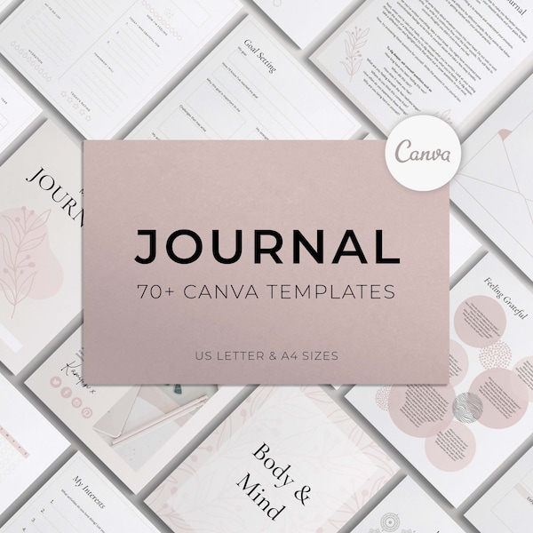 Journal Canva Template Bundle, eBook Template Canva, Journal Template, Printable Journal, Gratitude Journal, Canva Pro, Canva Free