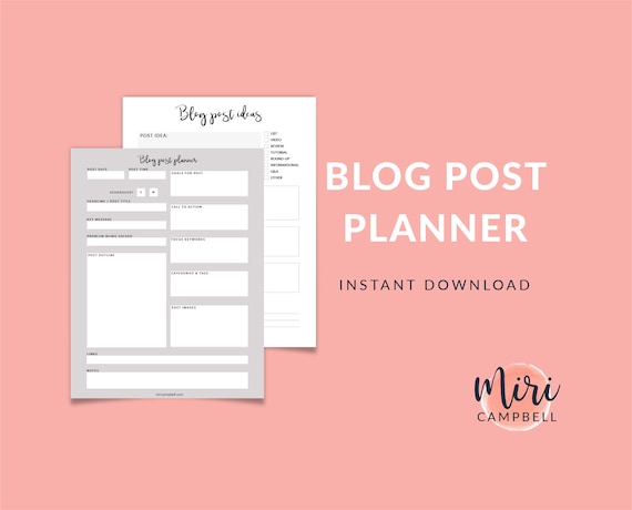 Printable Blog Post Planner: Content & Ideas (Digital Download)