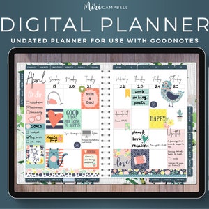 Goodnotes iPad Digital Planner: Undated, Weekly, Daily (Digital Stickers)