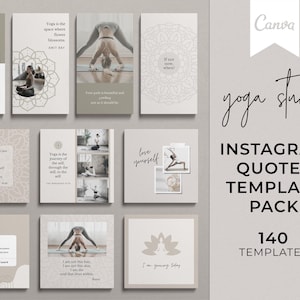 Yoga Quotes Instagram Templates for Canva, Yoga Instagram Templates, Instagram Post Canva Templates, Instagram Story Templates, Yoga Blogger