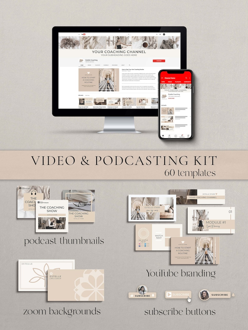 Coaching Business Start Up Toolkit Canva template bundle. All content written and done for you. Coaching business templates, social media templates, coach lead magnet templates, coach webinar templates, sales landing page templates, email templates