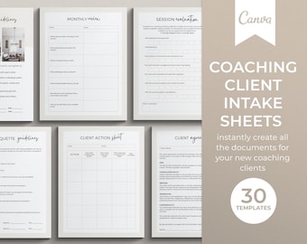 Coaching Business Forms, Canva Template, Coaching Client Intake Sheet, Coaching Forms for Coaching Clients, Coaching Welcome Letter Template