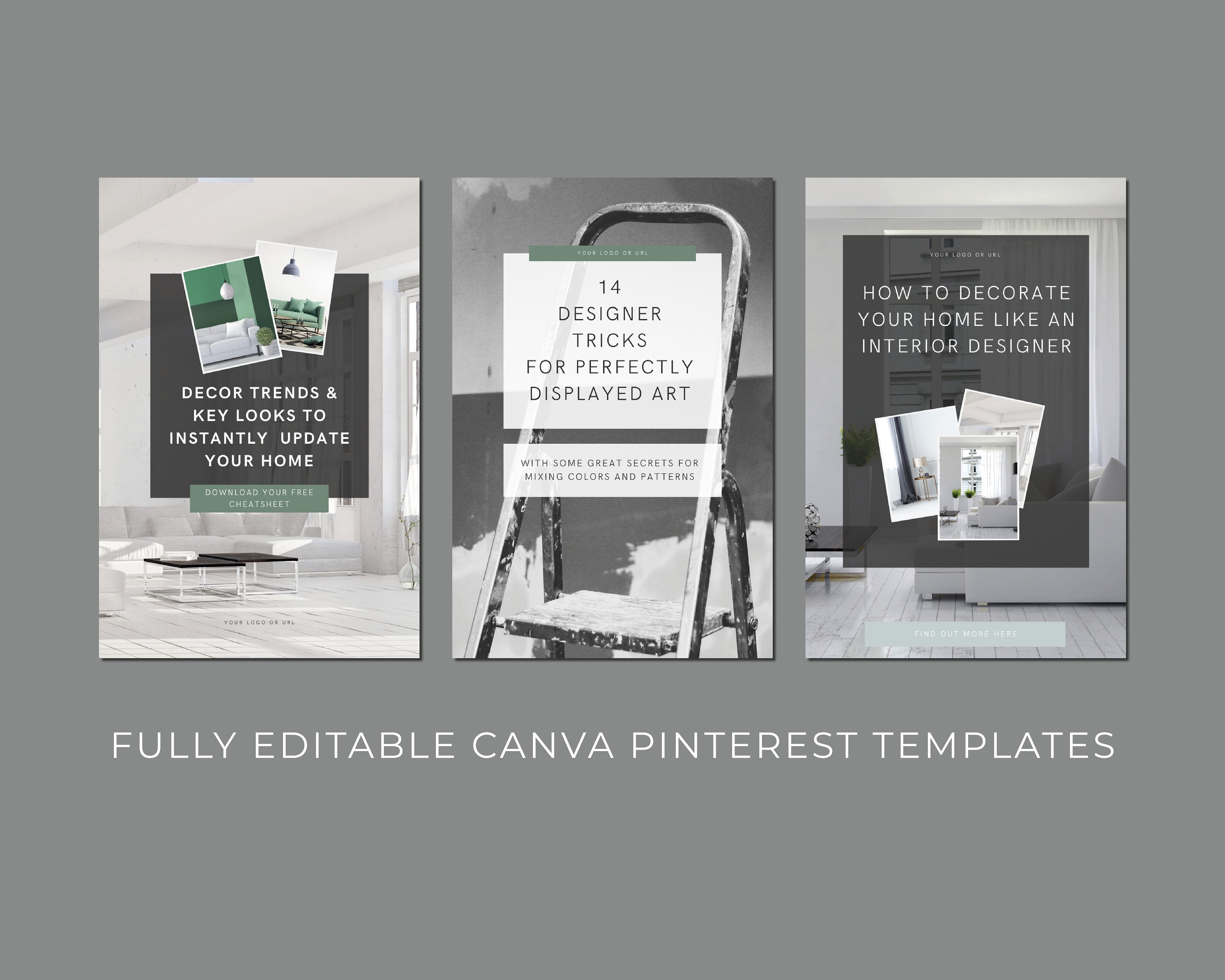 30 Editable Pinterest Pin Templates: Canva Blogger Designs (digital ...