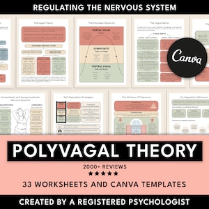 polyvagal theory, polyvagal therapy, regulating the nervous system, therapy tools, therapy worksheets, therapist tools, therapist worksheets, counselor worksheets, counselor business, canva templates, psychologist