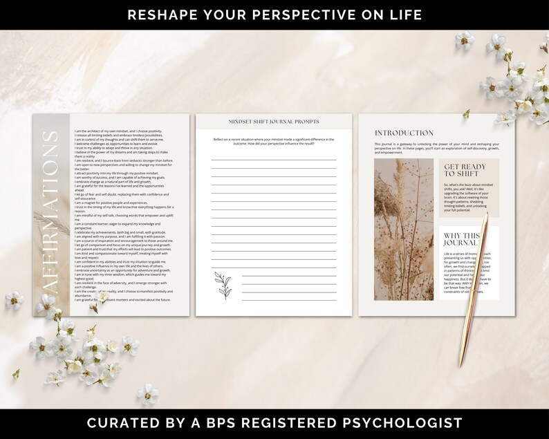 Mindset Shift Journal Canva Templates, Growth Mindset Journal, Positive Thinking Journal, Positive Mindset Journal Prompts, Coaching Journal