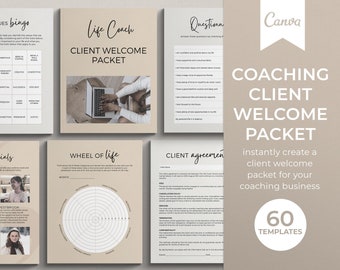 Coaching Client Welcome Packet, Client Onboarding Canva Template, Coaching Worksheets, Life Coach Templates, Business Coach Templates, Coach