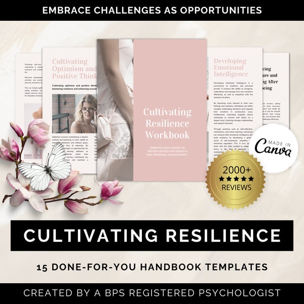 Resilience Handbook Canva Templates, Resilience eBook Templates, Resilience Guide, Positive Mindset, Growth Mindset, Coaching Templates