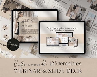 Coaching Webinar & Slide Deck Canva Template: 125 Presentation Pages