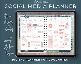 Digital Social Media Planner for Goodnotes, Social Media Planner, Social Media Content Ideas, Social Media Goal Planner, INSTANT DOWNLOAD