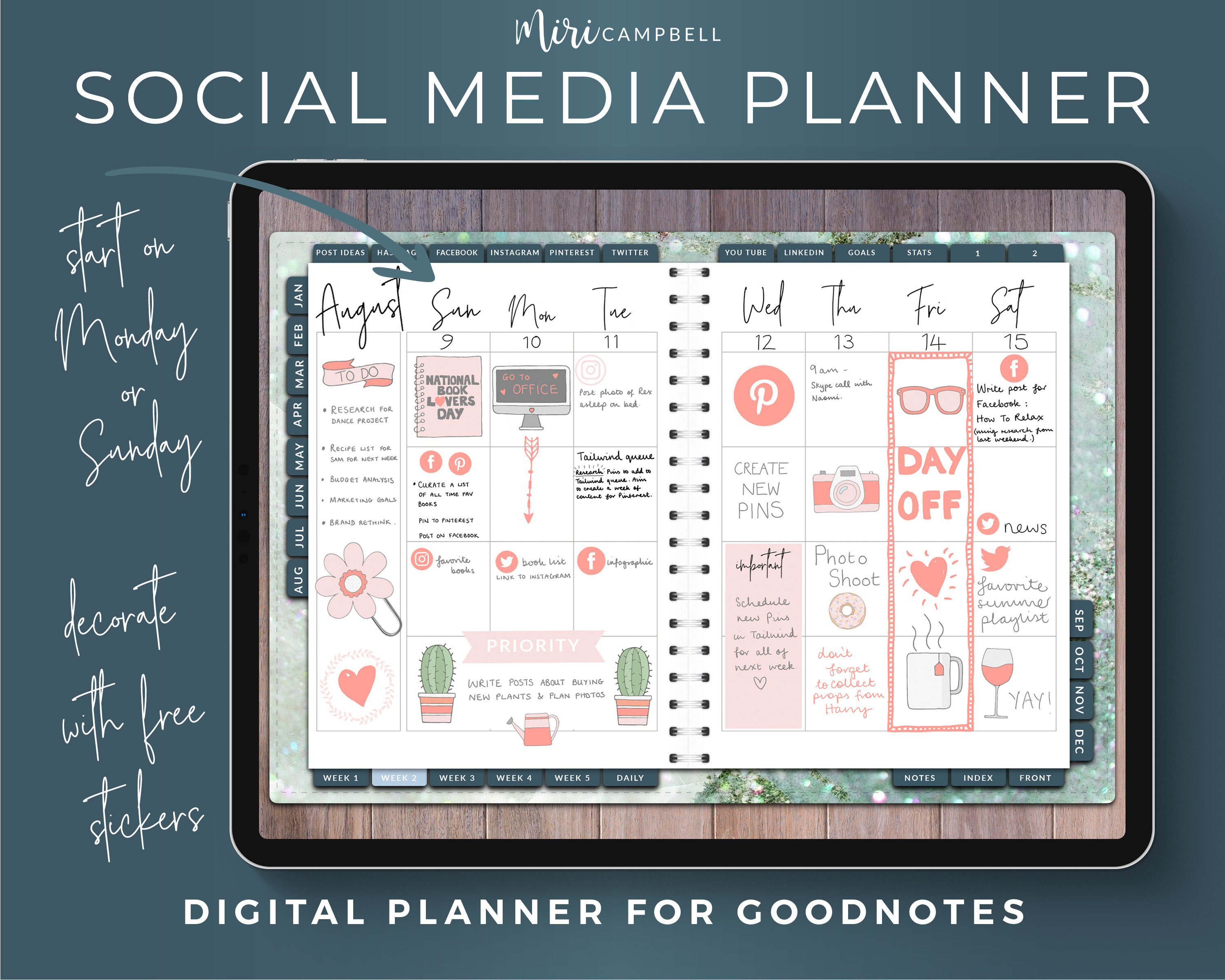 Digital Social Media Planner For Goodnotes Social Media Sweden