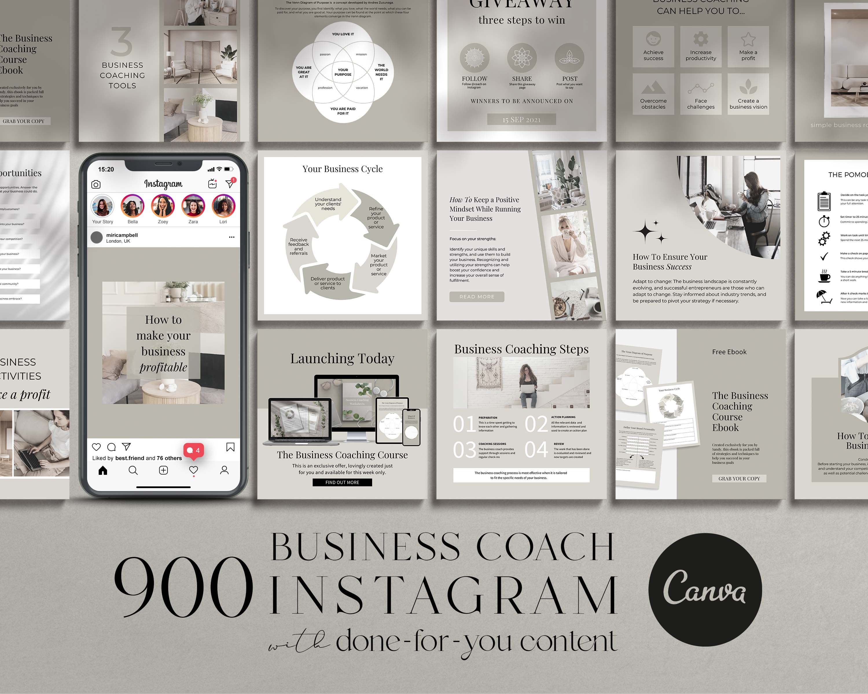 Business Coaching Instagram Templates: Canva Social Media Posts - Etsy UK