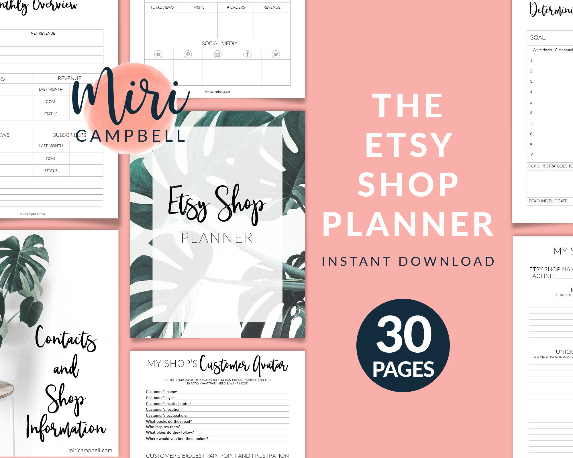 Etsy Shop Planner Etsy Business Planner Printable Etsy Etsy