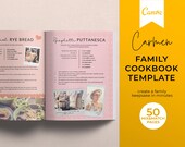 Family Cookbook Template for Canva: Recipe Keepsake (50 Pages)