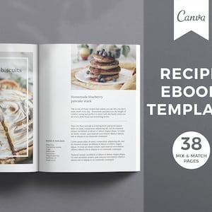 Cookbook Template, Recipe Book Template for Canva, Recipe Ebook Template, Recipe Binder Canva Template, Recipe Cookbook Template, Ecookbook