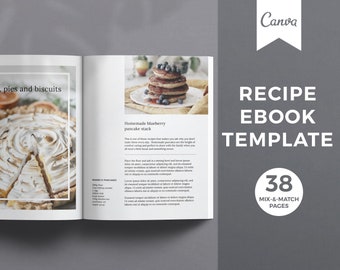 Cookbook Template, Recipe Book Template for Canva, Recipe Ebook Template, Recipe Binder Canva Template, Recipe Cookbook Template, Ecookbook