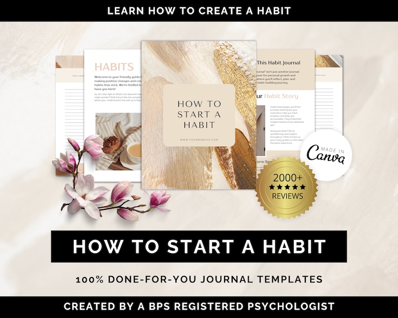 Habit Journal, Habit Journaling, Habit Builder, Habit Workbook, Canva Template, Coaching Template, Coaching Tool, Habit Journal Prompts